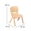 Flash Furniture Natural Plastic Stackable School Chair with 10.5" Seat Height, PK4 4-YU-YCX4-003-NAT-GG
